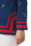 Tunic Top Nantucket Navy with Martini Candy Cane and Red Trim - Castaway Nantucket Island