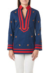 Tunic Top Nantucket Navy with Turkey and Red Trim - Castaway Nantucket Island