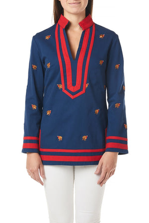 Tunic Top Nantucket Navy with Turkey and Red Trim - Castaway Nantucket Island