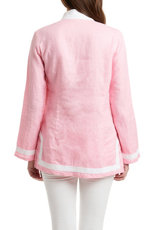 Tunic Top Pink Linen with White Trim TUNICS & DRESSES Castaway Nantucket Island