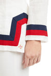 Tunic Top White Linen with Red & Navy Trim TUNICS & DRESSES Castaway Nantucket Island