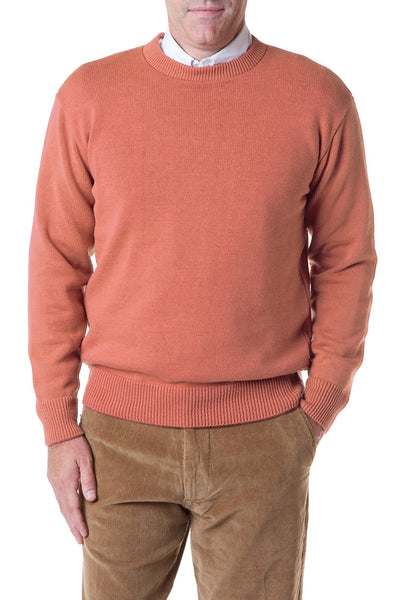 Mens Yachtsman Crewneck Sweater Brick Red Castaway Nantucket Island